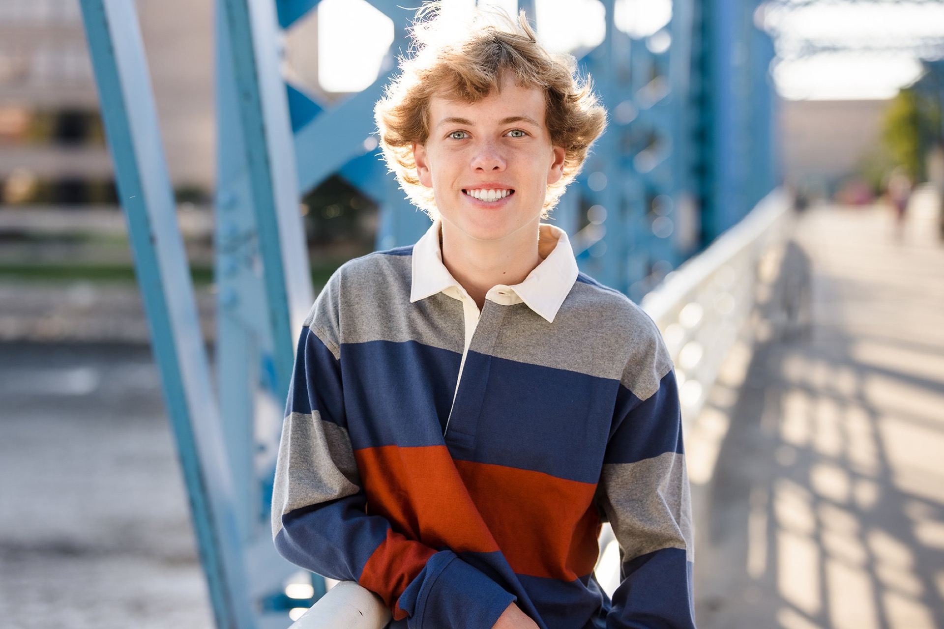 Senior portrait at the Blue Bridge Grand Rapids Michigan Jules K Photography