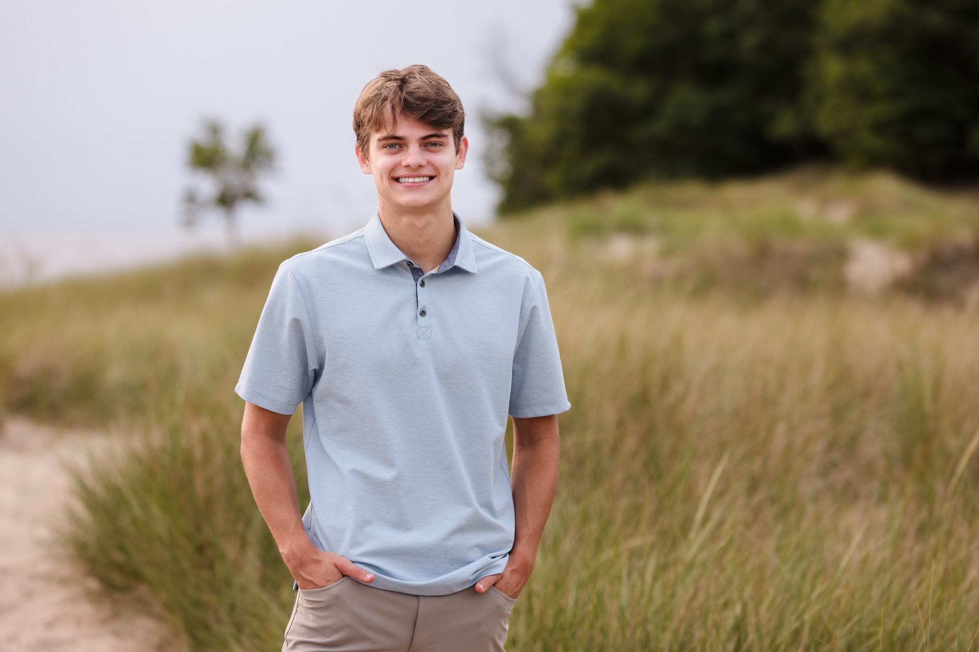 Senior portrait at Lake Michigan sunset Jules K Photography
