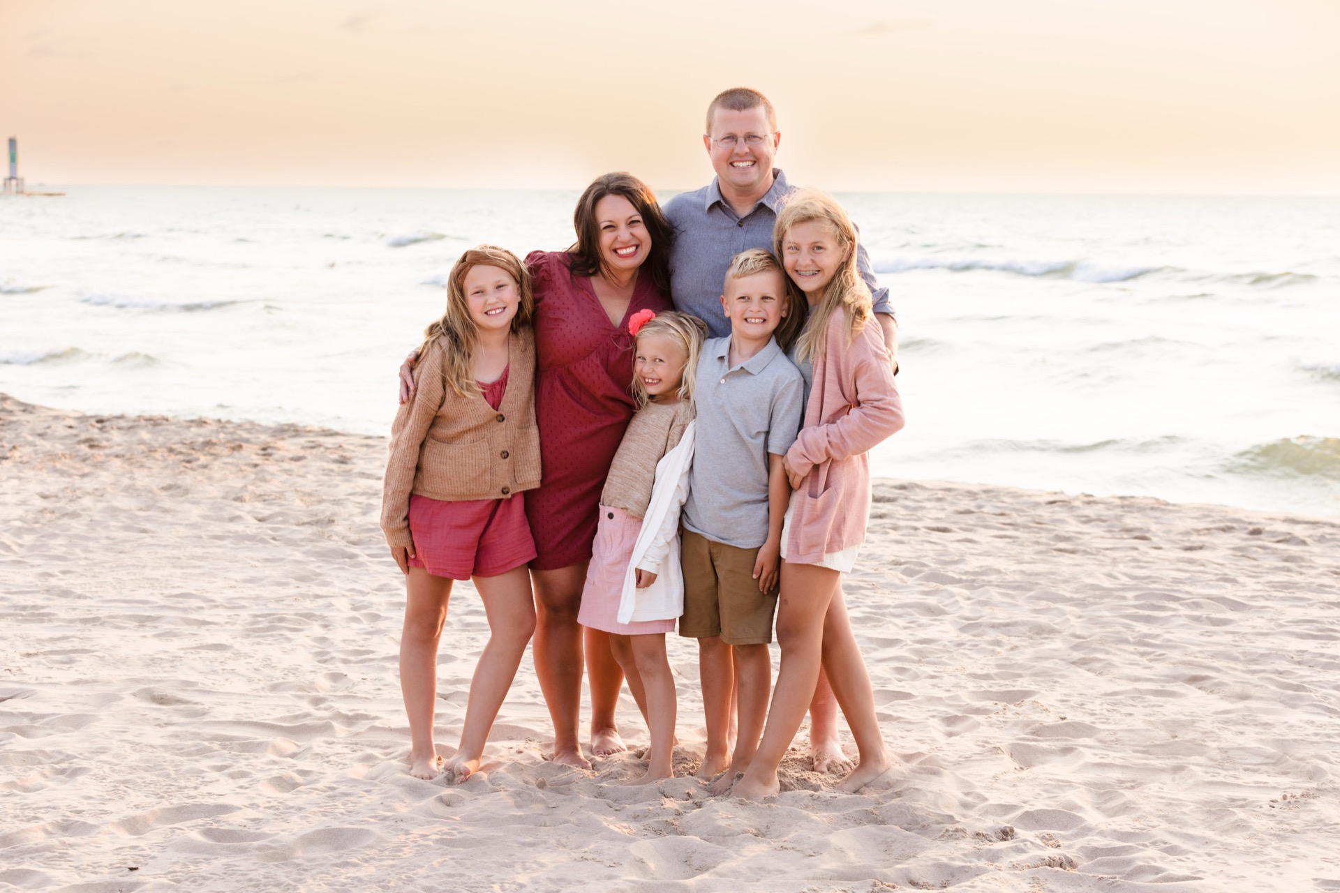 Family portrait session in Michigan with coordinated outfits