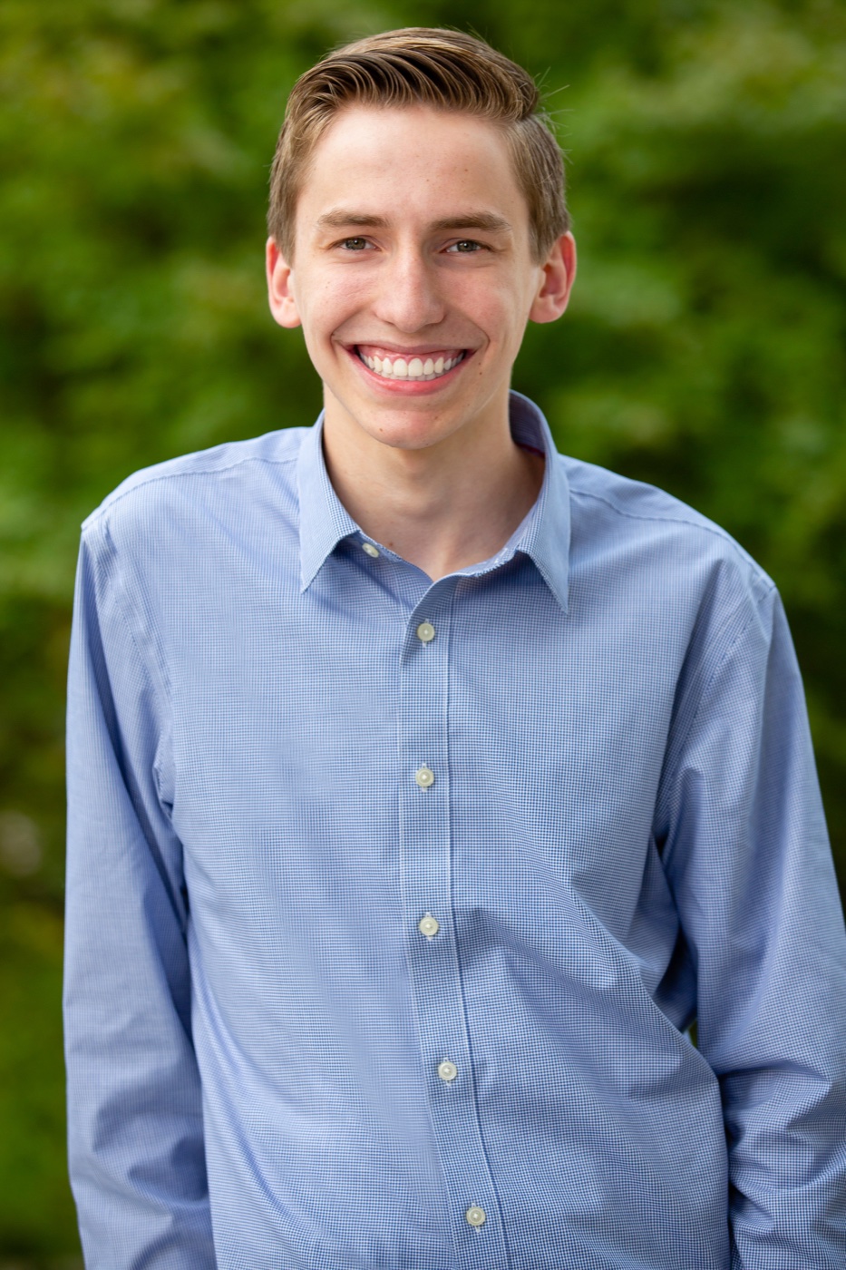 Senior guy in a button-down shirt in downtown Grand Rapids Michigan — Jules K Photography