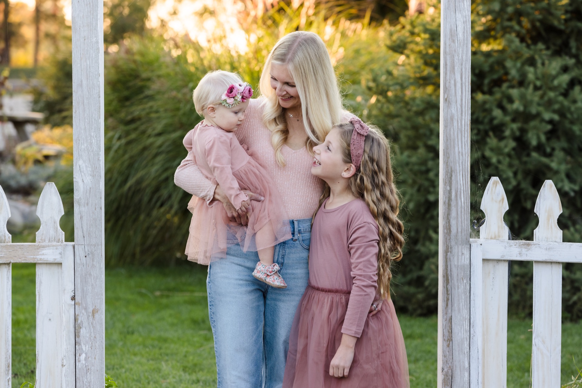 Mom and daughters golden hour portraits Michigan