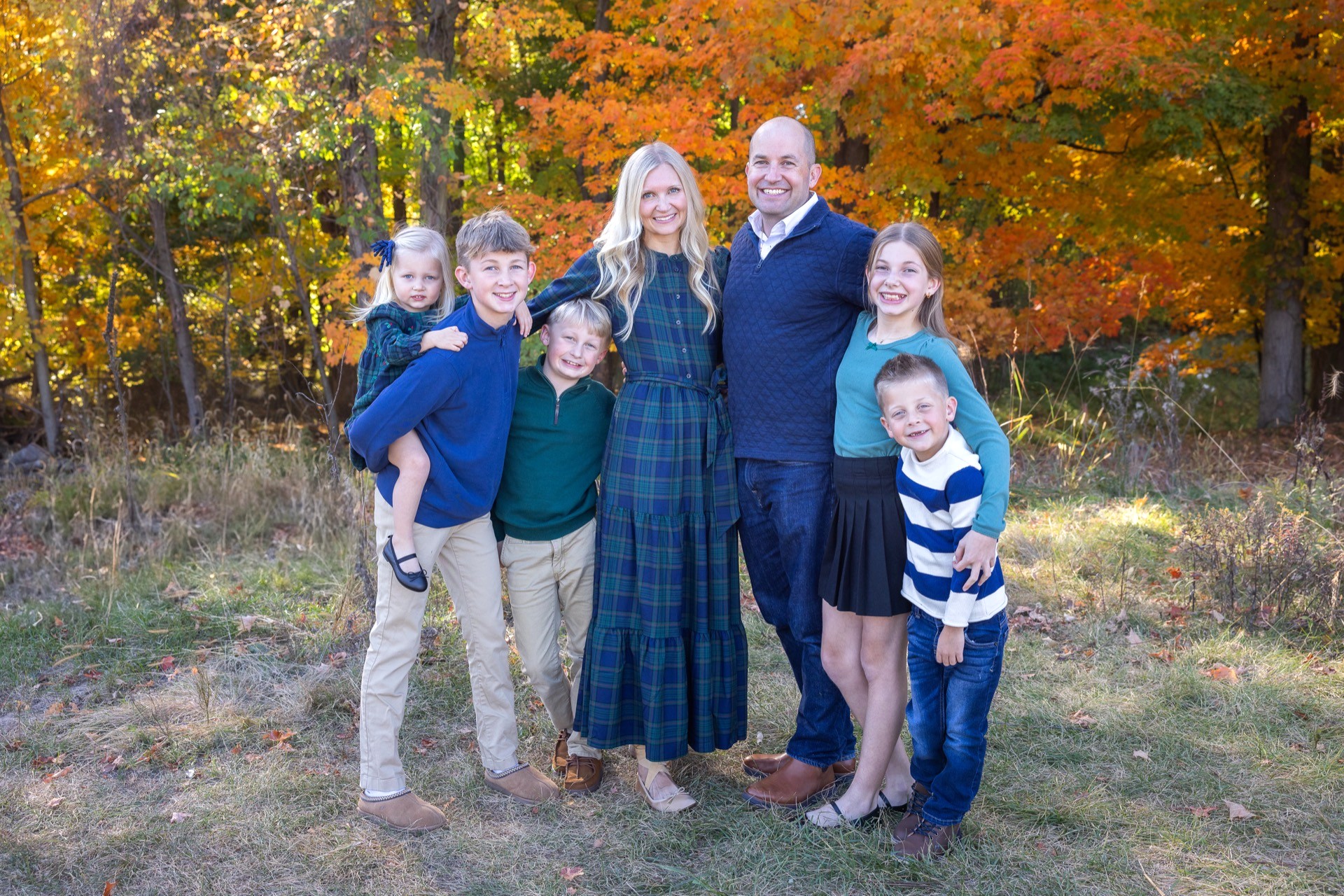 Fall family mini session with vibrant foliage Grand Rapids Michigan