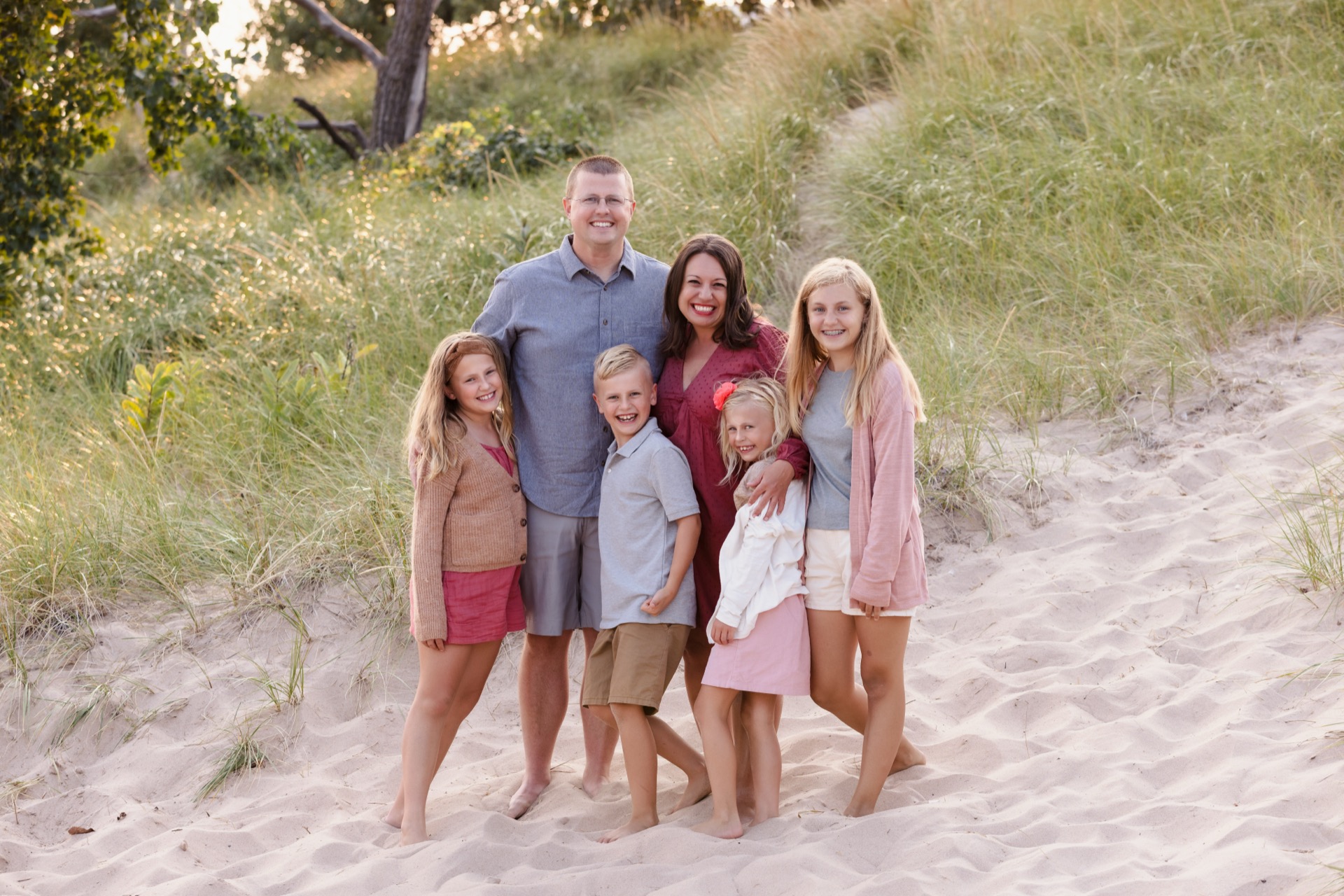 Family beach mini session sunset West Michigan